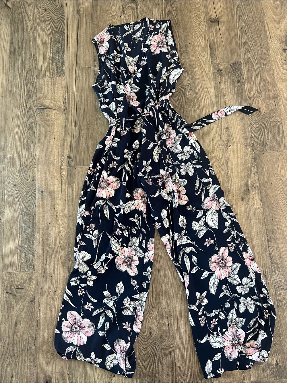 Only Floral Wide-Leg Jumpsuit in Navy and Pink